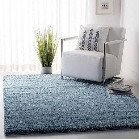 Blue Modern Shaggy Hall Mat